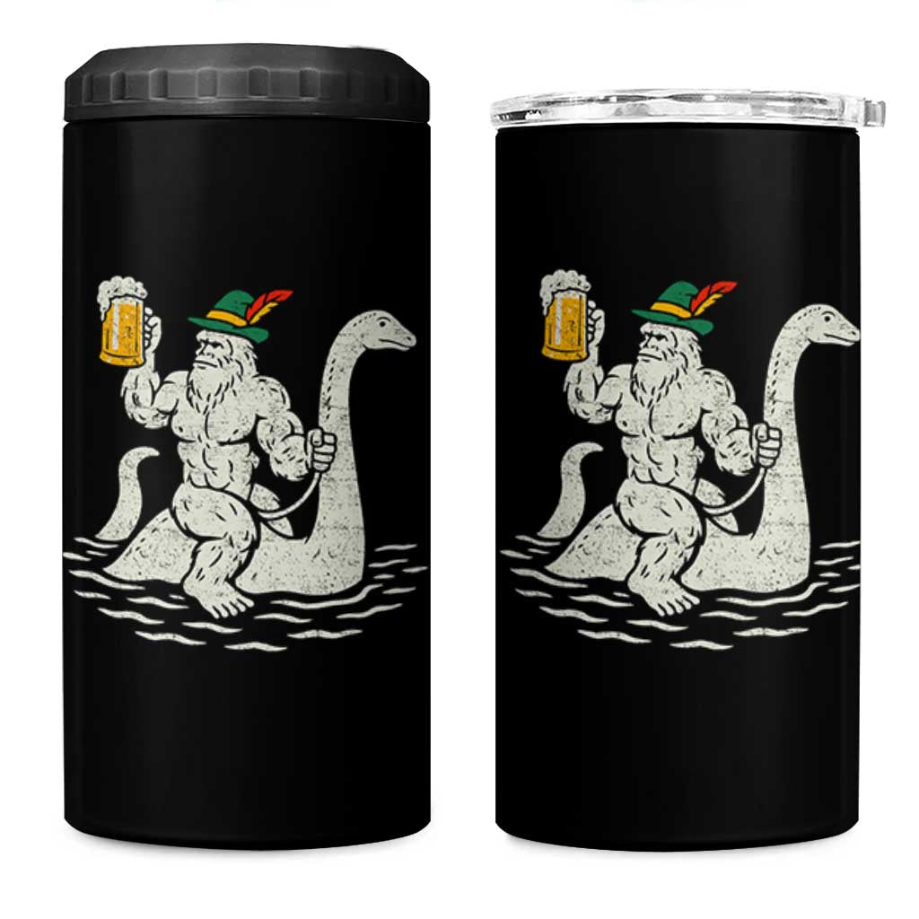 Funny Bigfoot Loch Ness Monster Oktoberfest 4 in 1 Can Cooler Tumbler German Oktoberfest Sasquatch Drinking - Wonder Print Shop