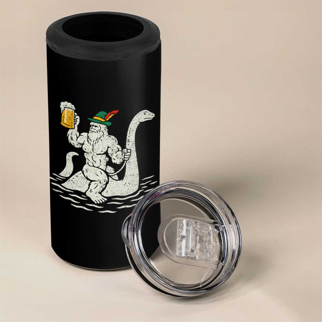 Funny Bigfoot Loch Ness Monster Oktoberfest 4 in 1 Can Cooler Tumbler German Oktoberfest Sasquatch Drinking - Wonder Print Shop
