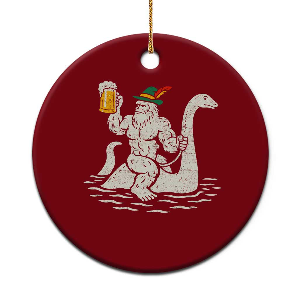 Funny Bigfoot Loch Ness Monster Oktoberfest Ceramic Ornament German Oktoberfest Sasquatch Drinking - Wonder Print Shop