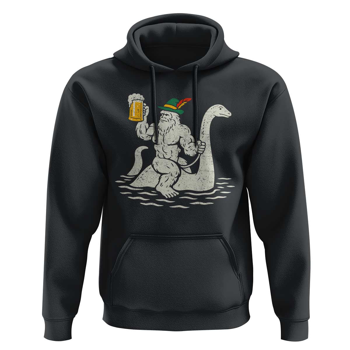 Funny Bigfoot Loch Ness Monster Oktoberfest Hoodie German Oktoberfest Sasquatch Drinking - Wonder Print Shop