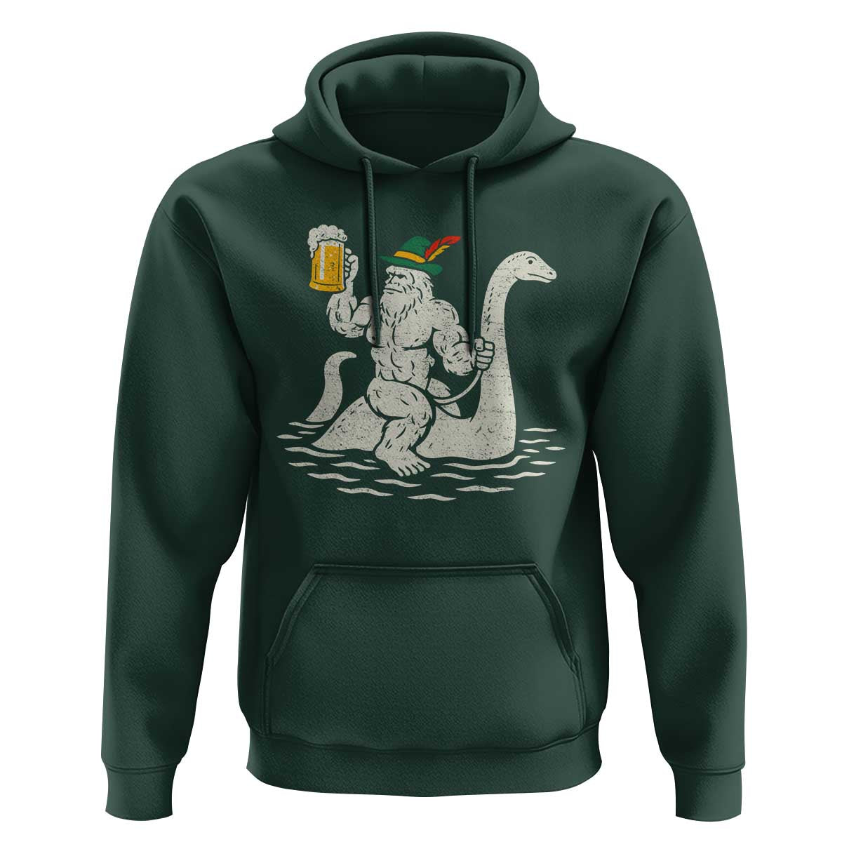 Funny Bigfoot Loch Ness Monster Oktoberfest Hoodie German Oktoberfest Sasquatch Drinking - Wonder Print Shop