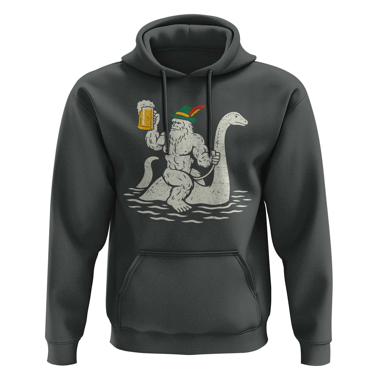 Funny Bigfoot Loch Ness Monster Oktoberfest Hoodie German Oktoberfest Sasquatch Drinking - Wonder Print Shop