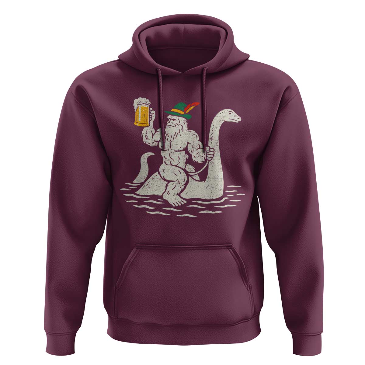 Funny Bigfoot Loch Ness Monster Oktoberfest Hoodie German Oktoberfest Sasquatch Drinking - Wonder Print Shop