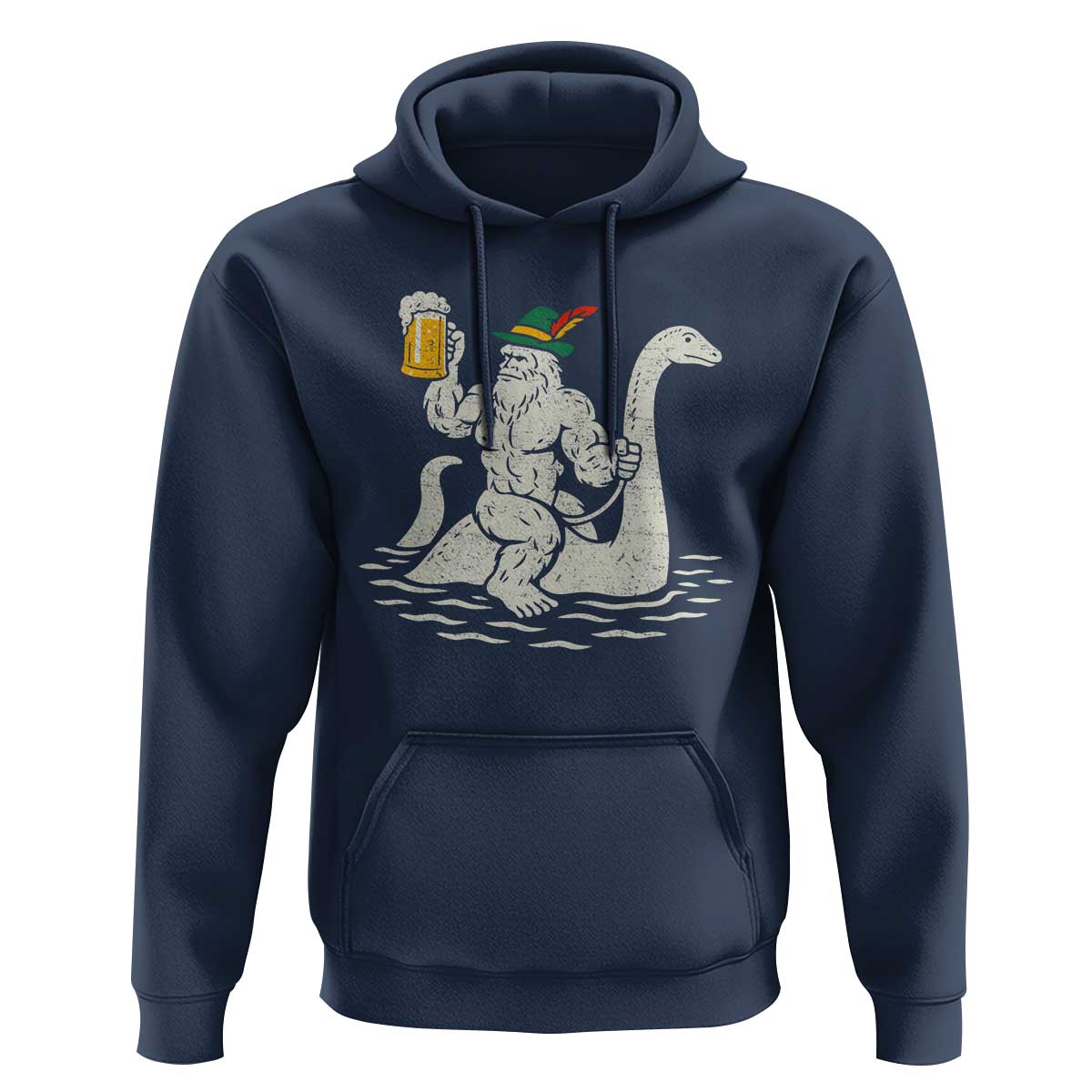 Funny Bigfoot Loch Ness Monster Oktoberfest Hoodie German Oktoberfest Sasquatch Drinking - Wonder Print Shop