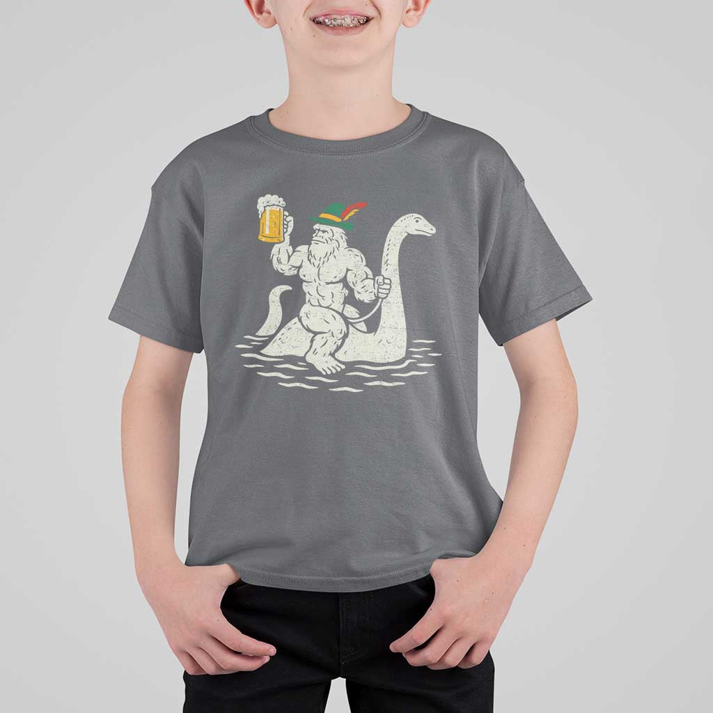 Funny Bigfoot Loch Ness Monster Oktoberfest T Shirt For Kid German Oktoberfest Sasquatch Drinking - Wonder Print Shop