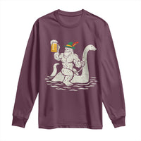 Funny Bigfoot Loch Ness Monster Oktoberfest Long Sleeve Shirt German Oktoberfest Sasquatch Drinking - Wonder Print Shop