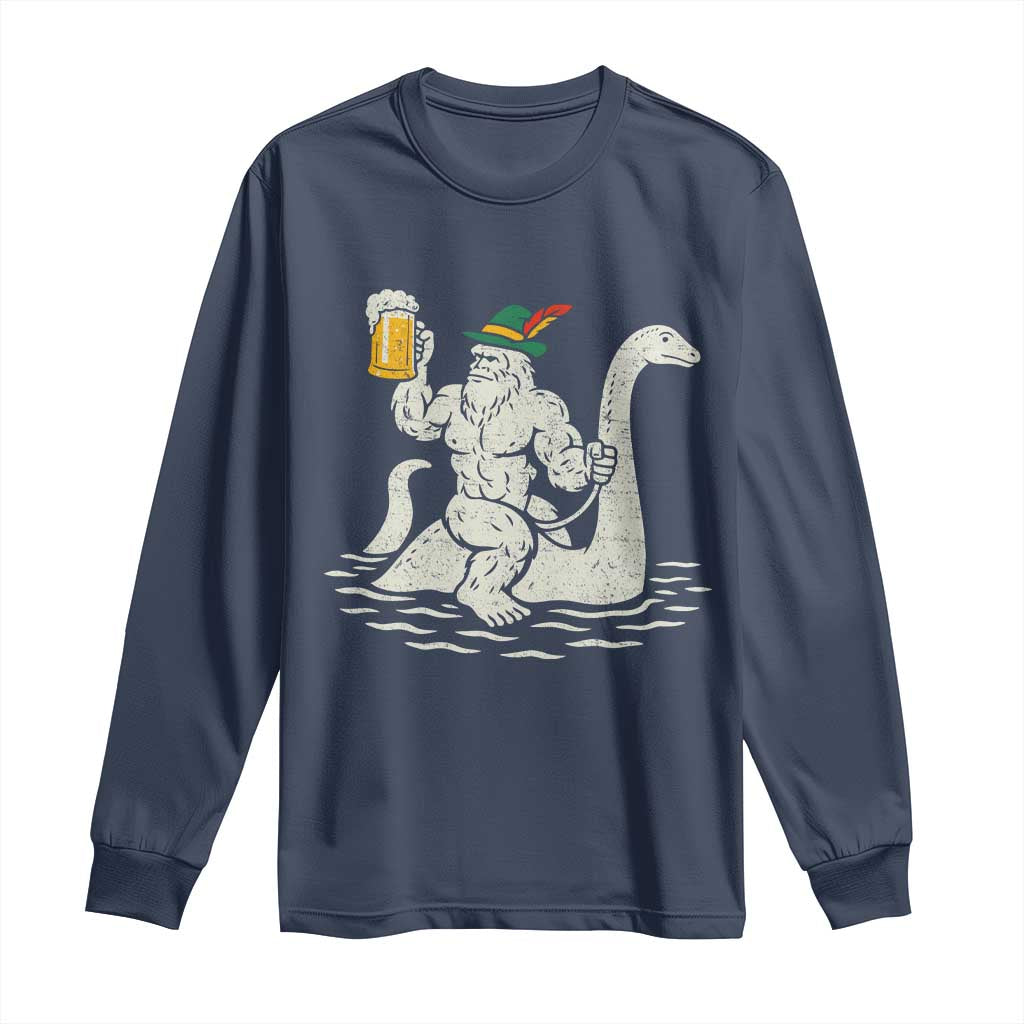Funny Bigfoot Loch Ness Monster Oktoberfest Long Sleeve Shirt German Oktoberfest Sasquatch Drinking - Wonder Print Shop