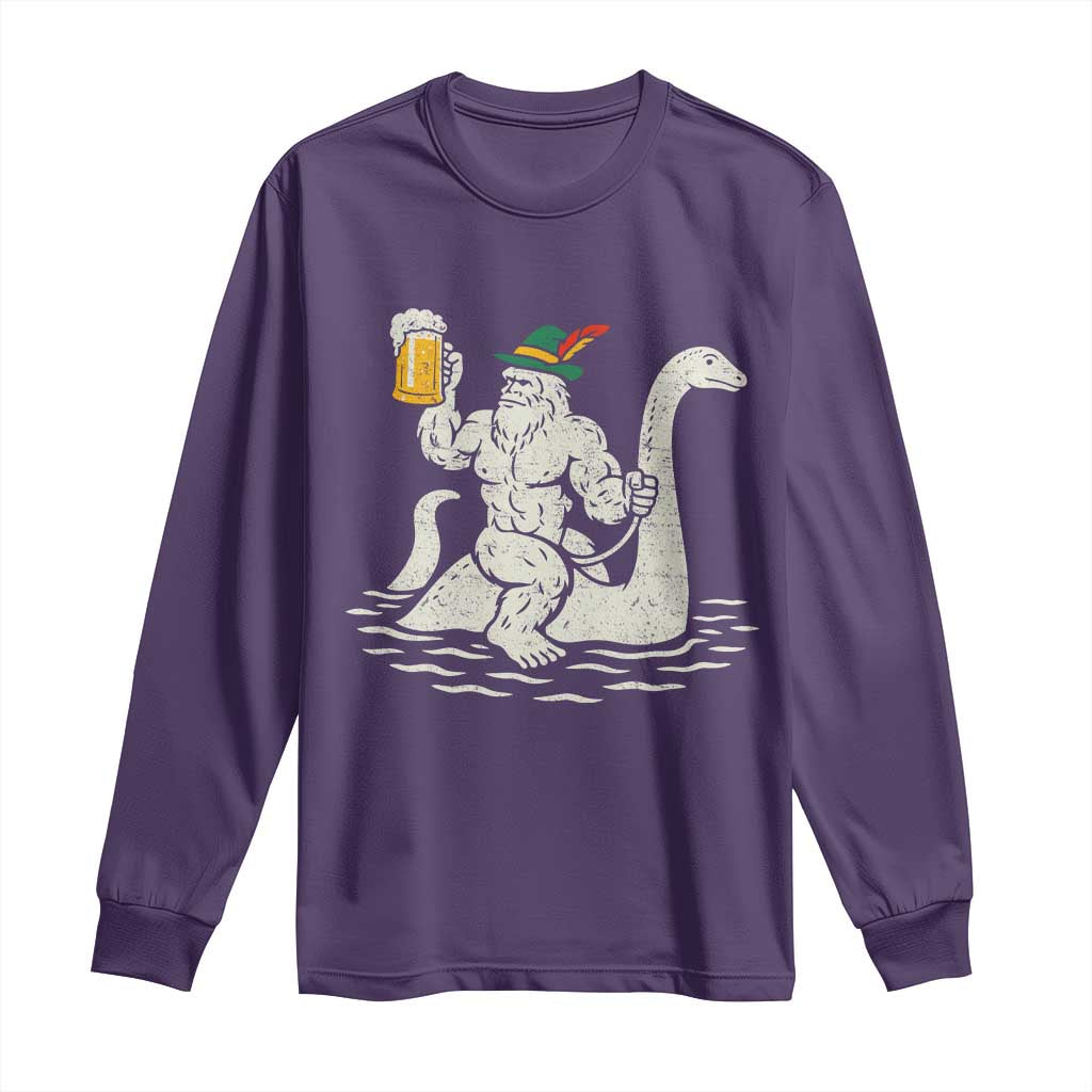 Funny Bigfoot Loch Ness Monster Oktoberfest Long Sleeve Shirt German Oktoberfest Sasquatch Drinking - Wonder Print Shop