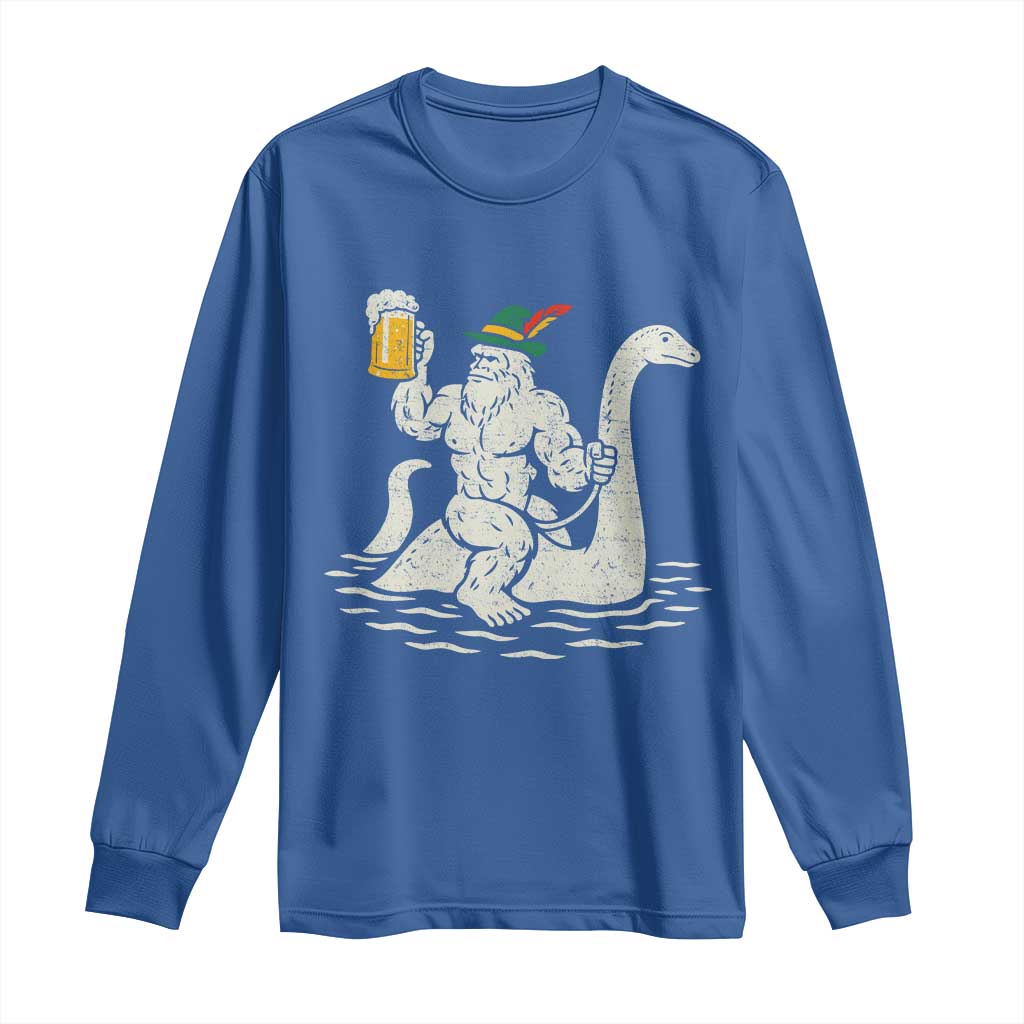 Funny Bigfoot Loch Ness Monster Oktoberfest Long Sleeve Shirt German Oktoberfest Sasquatch Drinking - Wonder Print Shop