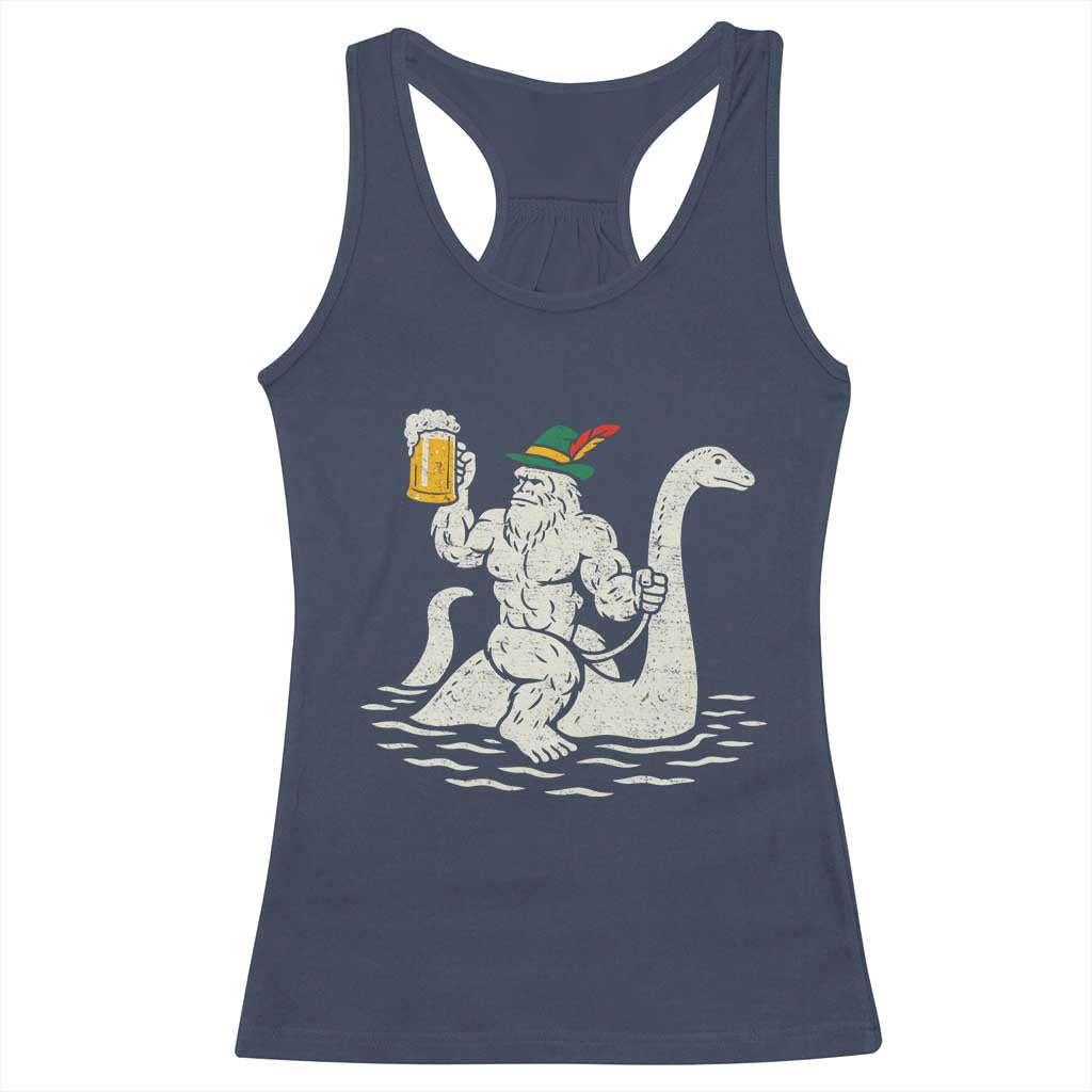 Funny Bigfoot Loch Ness Monster Oktoberfest Racerback Tank Top German Oktoberfest Sasquatch Drinking - Wonder Print Shop