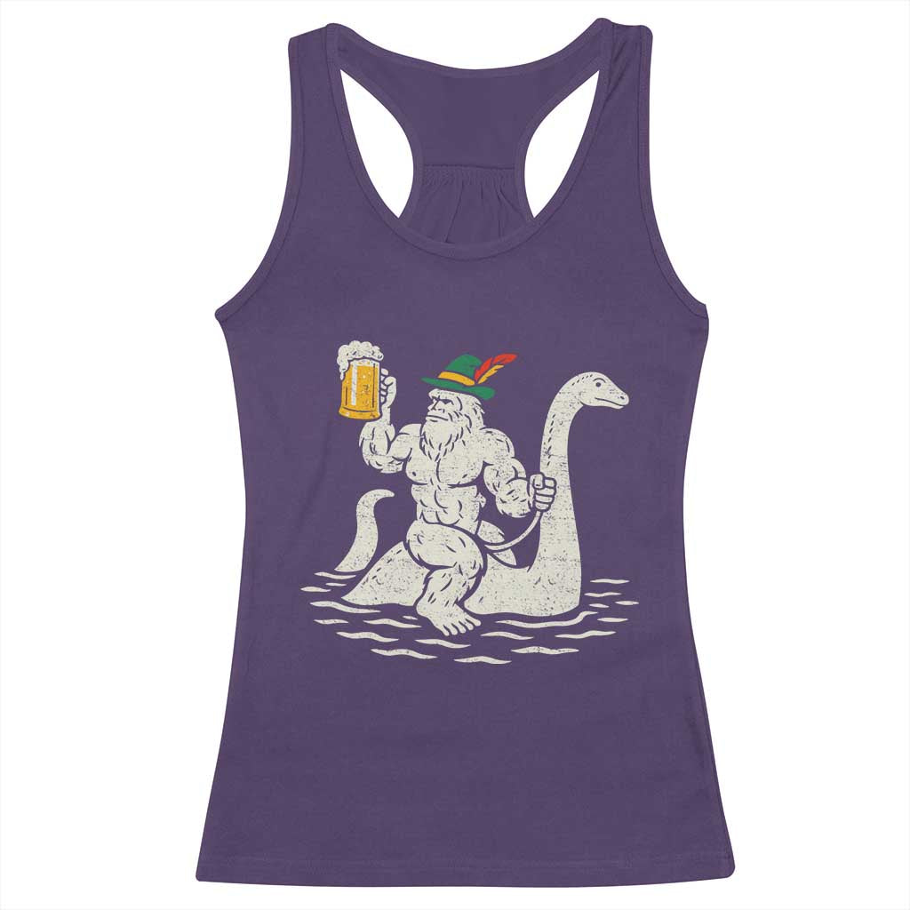 Funny Bigfoot Loch Ness Monster Oktoberfest Racerback Tank Top German Oktoberfest Sasquatch Drinking - Wonder Print Shop