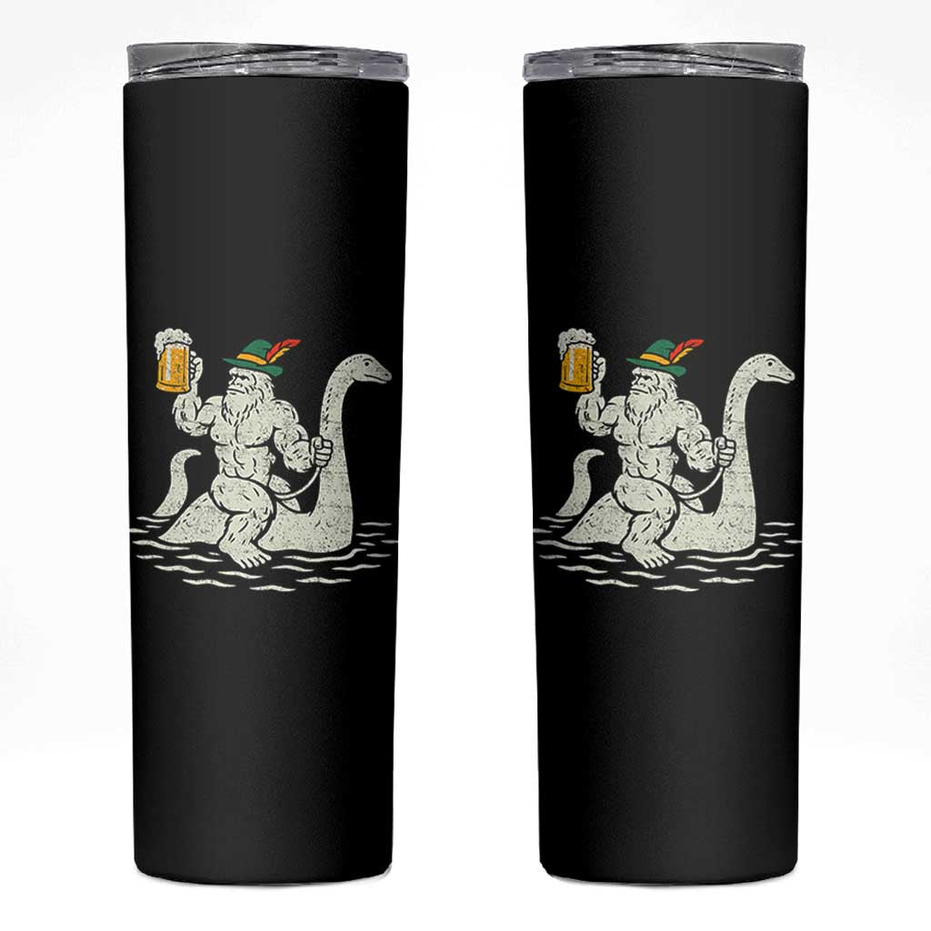 Funny Bigfoot Loch Ness Monster Oktoberfest Skinny Tumbler German Oktoberfest Sasquatch Drinking - Wonder Print Shop