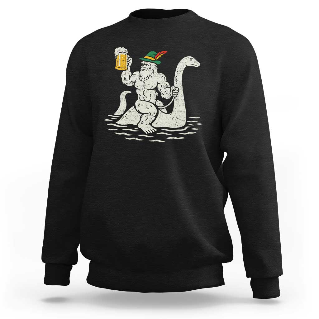 Funny Bigfoot Loch Ness Monster Oktoberfest Sweatshirt German Oktoberfest Sasquatch Drinking - Wonder Print Shop