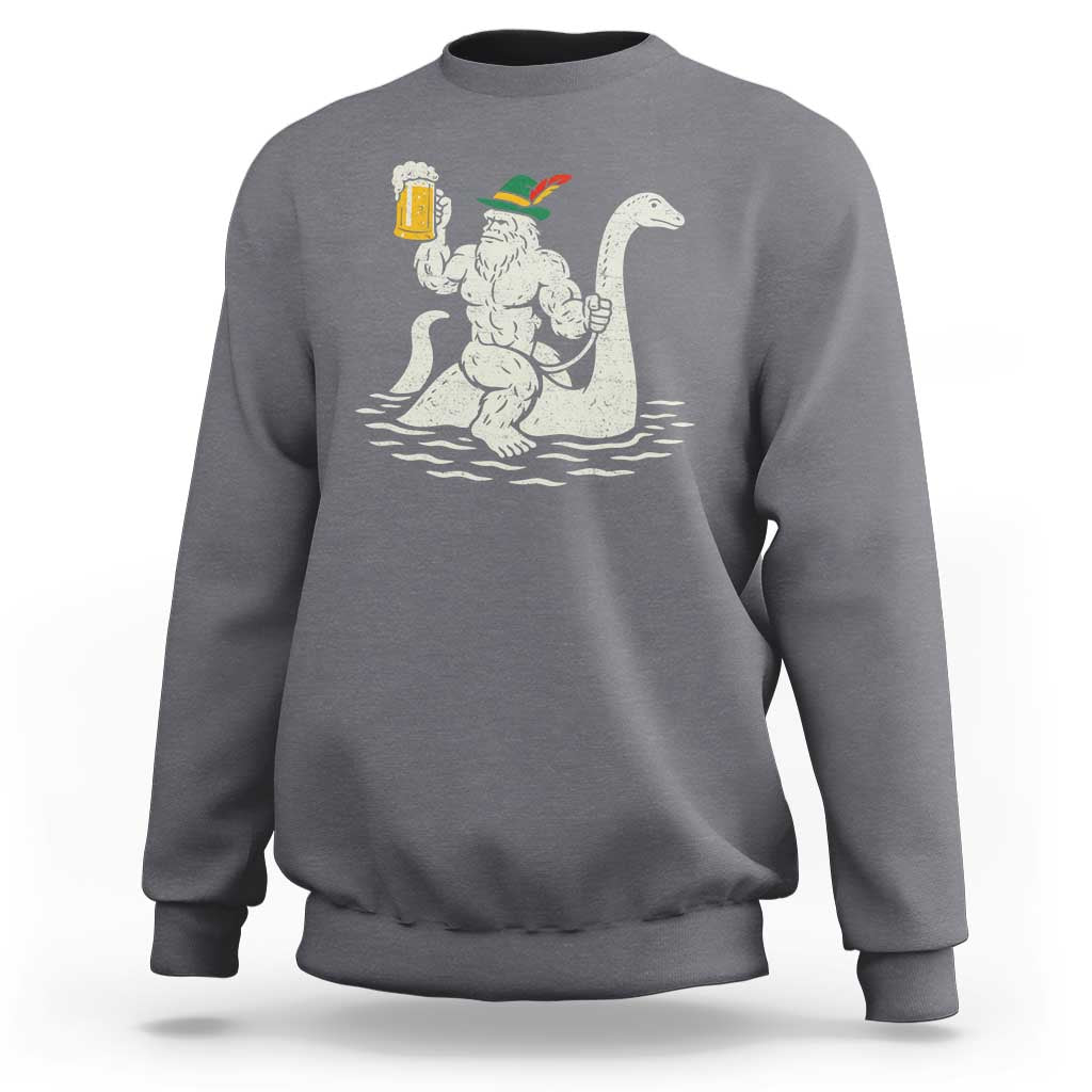 Funny Bigfoot Loch Ness Monster Oktoberfest Sweatshirt German Oktoberfest Sasquatch Drinking - Wonder Print Shop