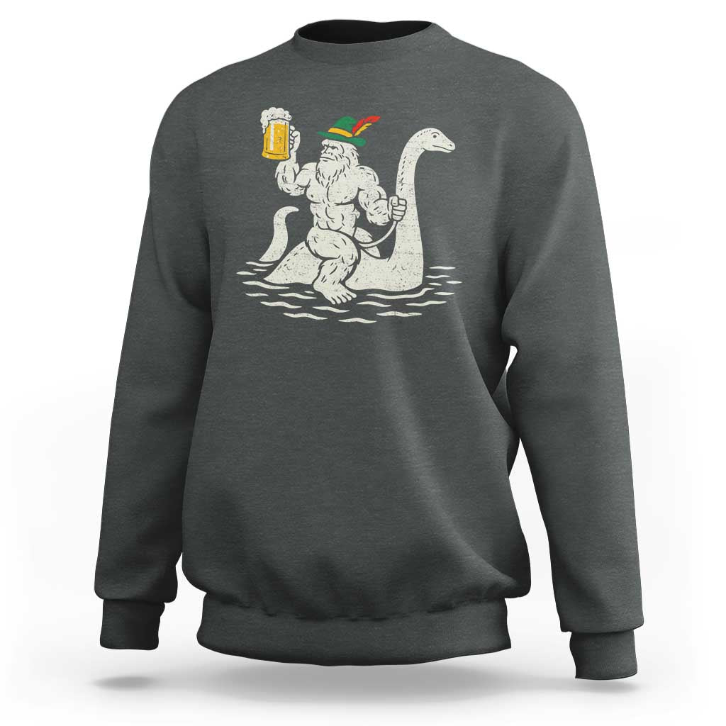 Funny Bigfoot Loch Ness Monster Oktoberfest Sweatshirt German Oktoberfest Sasquatch Drinking - Wonder Print Shop