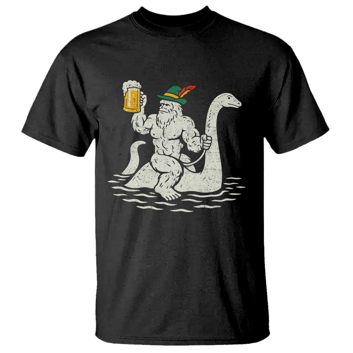 Funny Bigfoot Loch Ness Monster Oktoberfest T Shirt German Oktoberfest Sasquatch Drinking - Wonder Print Shop