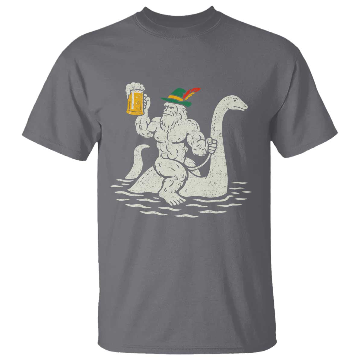 Funny Bigfoot Loch Ness Monster Oktoberfest T Shirt German Oktoberfest Sasquatch Drinking - Wonder Print Shop