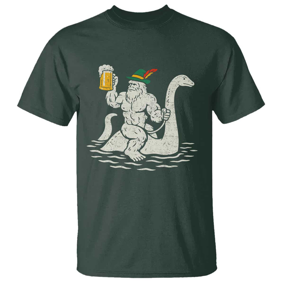 Funny Bigfoot Loch Ness Monster Oktoberfest T Shirt German Oktoberfest Sasquatch Drinking - Wonder Print Shop