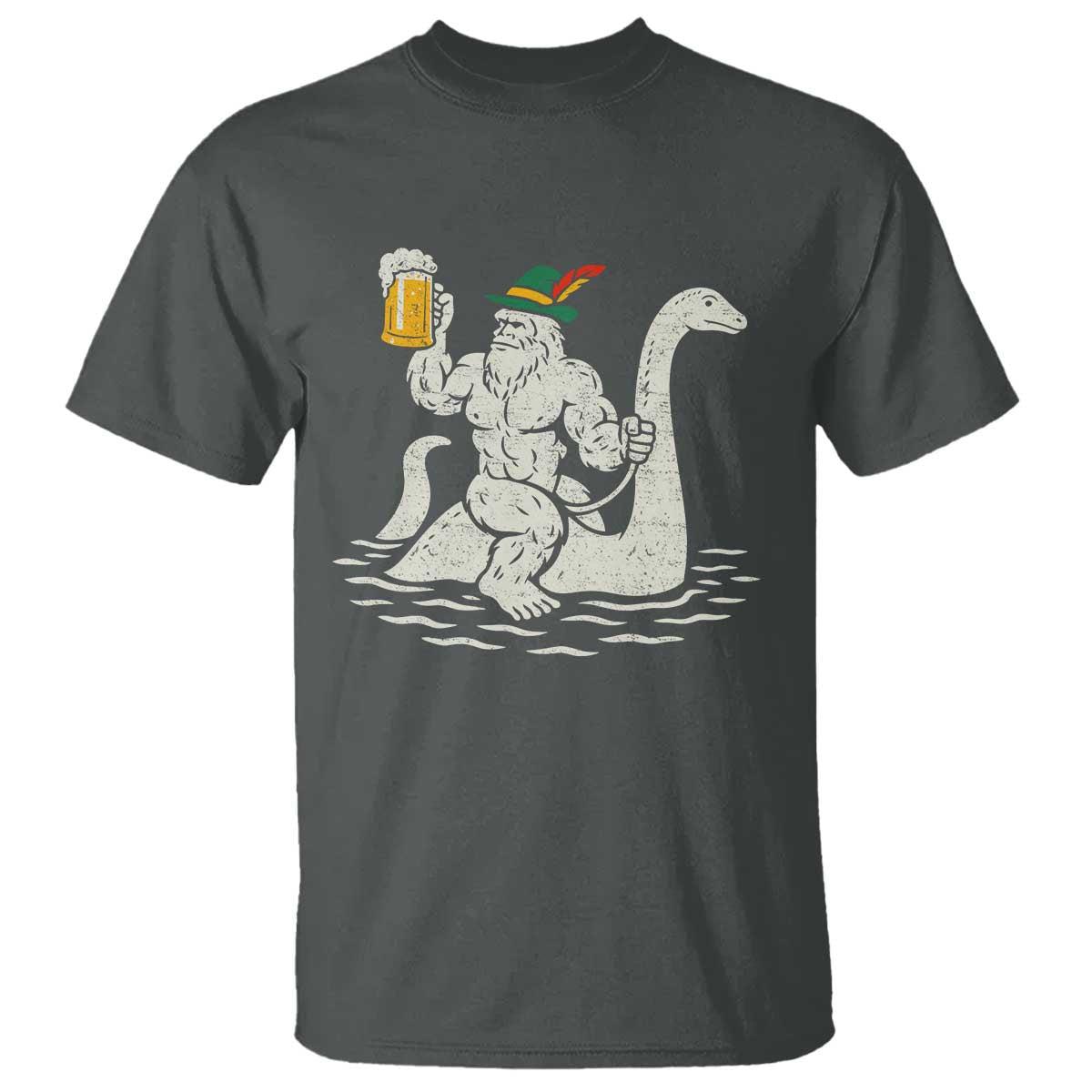 Funny Bigfoot Loch Ness Monster Oktoberfest T Shirt German Oktoberfest Sasquatch Drinking - Wonder Print Shop