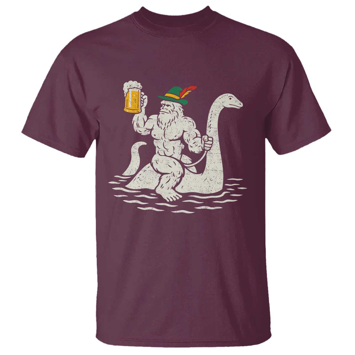 Funny Bigfoot Loch Ness Monster Oktoberfest T Shirt German Oktoberfest Sasquatch Drinking - Wonder Print Shop