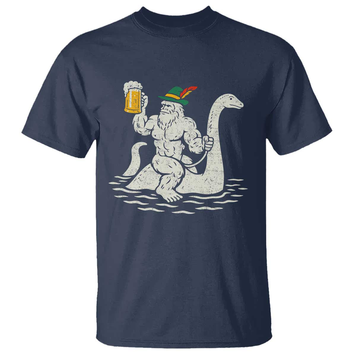 Funny Bigfoot Loch Ness Monster Oktoberfest T Shirt German Oktoberfest Sasquatch Drinking - Wonder Print Shop