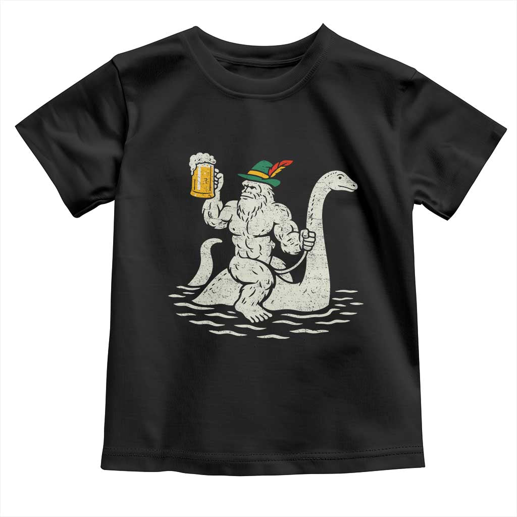 Funny Bigfoot Loch Ness Monster Oktoberfest Toddler T Shirt German Oktoberfest Sasquatch Drinking - Wonder Print Shop