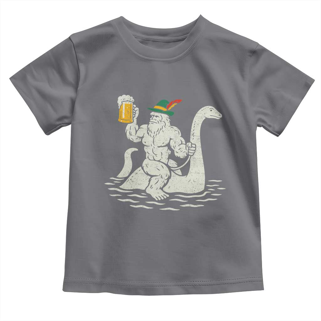 Funny Bigfoot Loch Ness Monster Oktoberfest Toddler T Shirt German Oktoberfest Sasquatch Drinking - Wonder Print Shop