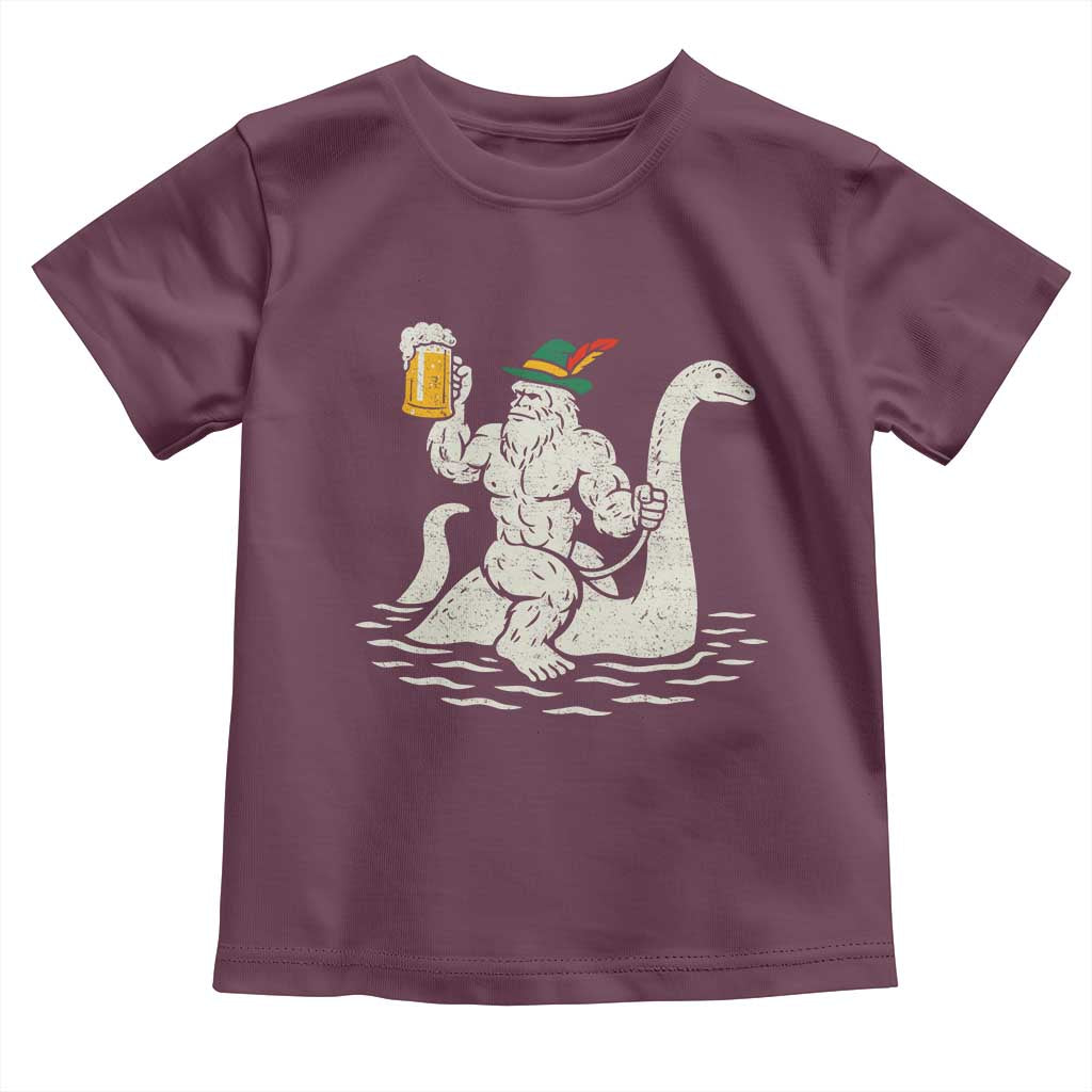 Funny Bigfoot Loch Ness Monster Oktoberfest Toddler T Shirt German Oktoberfest Sasquatch Drinking - Wonder Print Shop