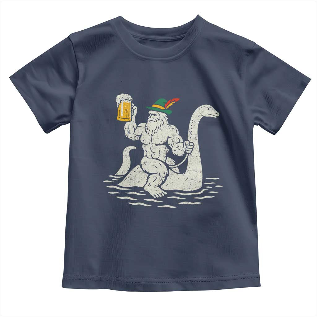 Funny Bigfoot Loch Ness Monster Oktoberfest Toddler T Shirt German Oktoberfest Sasquatch Drinking - Wonder Print Shop