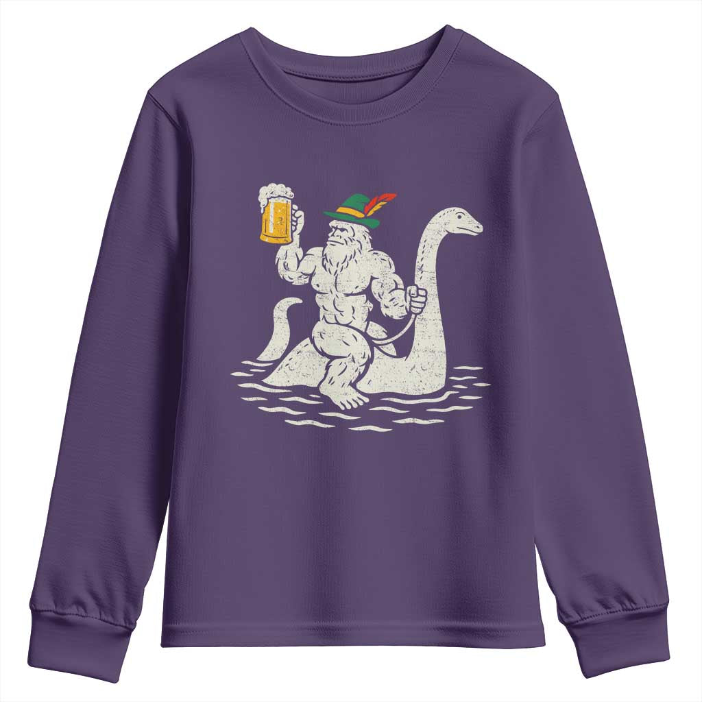 Funny Bigfoot Loch Ness Monster Oktoberfest Youth Sweatshirt German Oktoberfest Sasquatch Drinking - Wonder Print Shop