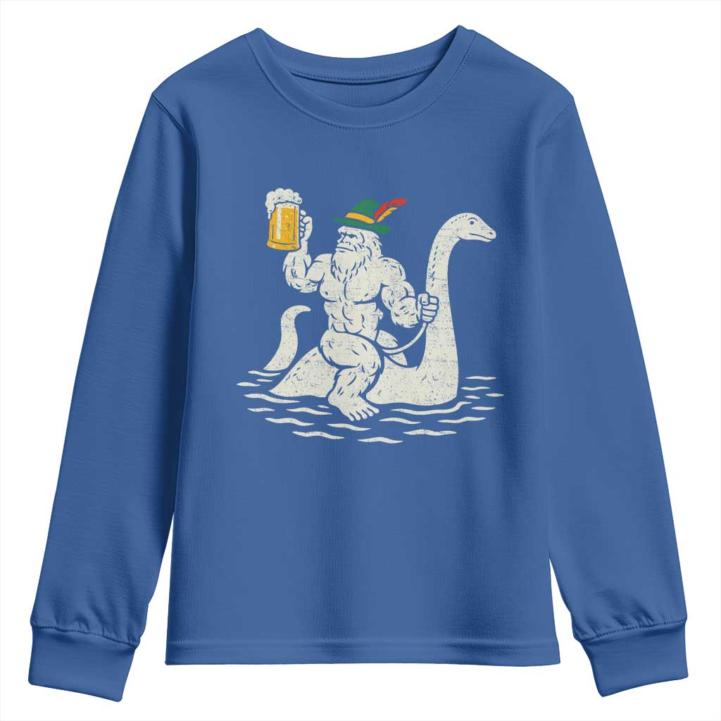 Funny Bigfoot Loch Ness Monster Oktoberfest Youth Sweatshirt German Oktoberfest Sasquatch Drinking - Wonder Print Shop