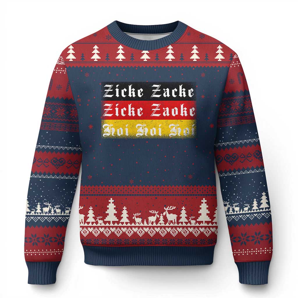 Zicke Zacke Hoi Oktoberfest Ugly Christmas Sweater Vintage German Flag - Wonder Print Shop