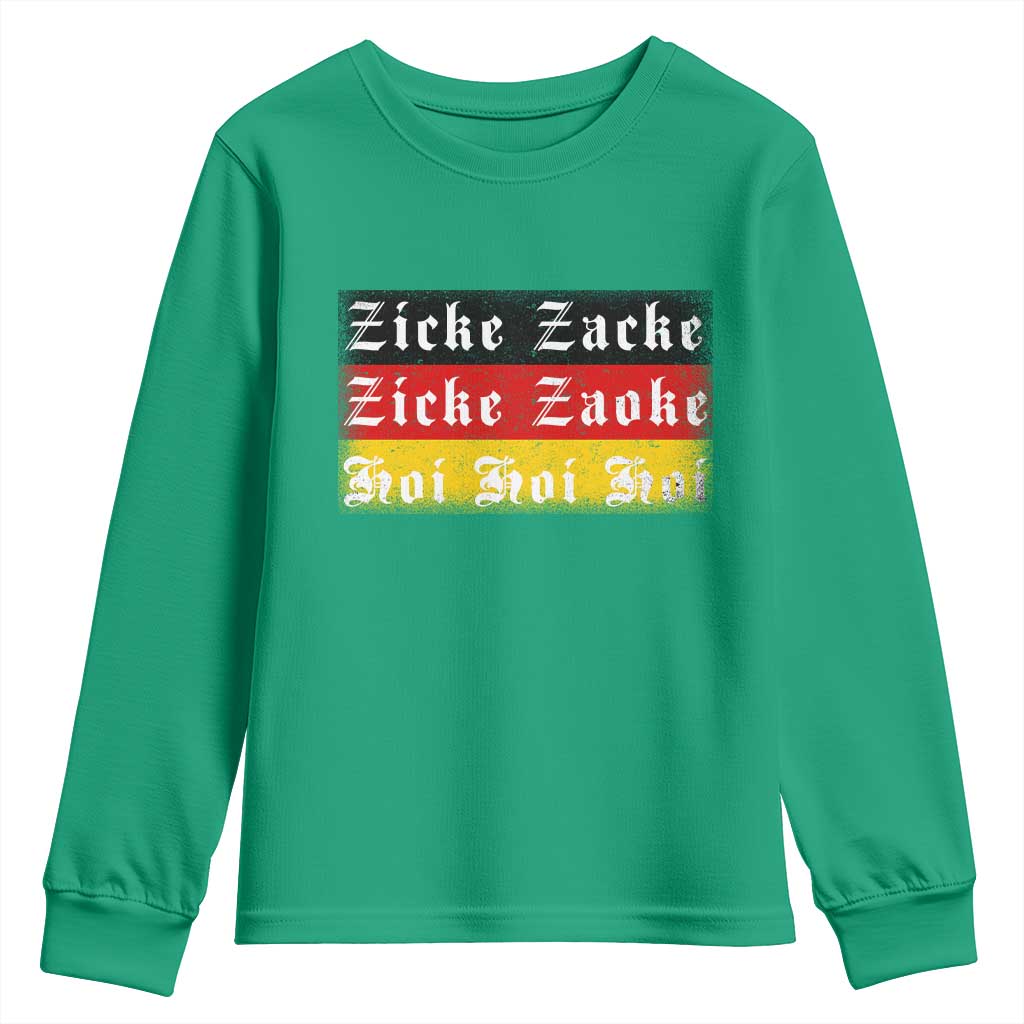Zicke Zacke Hoi Oktoberfest Youth Sweatshirt Vintage German Flag - Wonder Print Shop