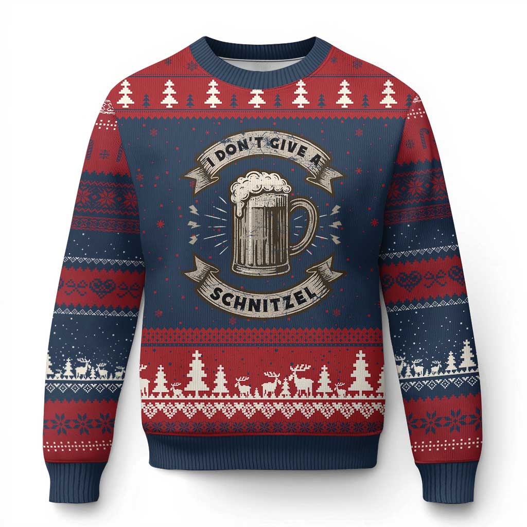 Funny Oktoberfest Ugly Christmas Sweater I Dont Give A Schnitzel German Beer Wurst - Wonder Print Shop