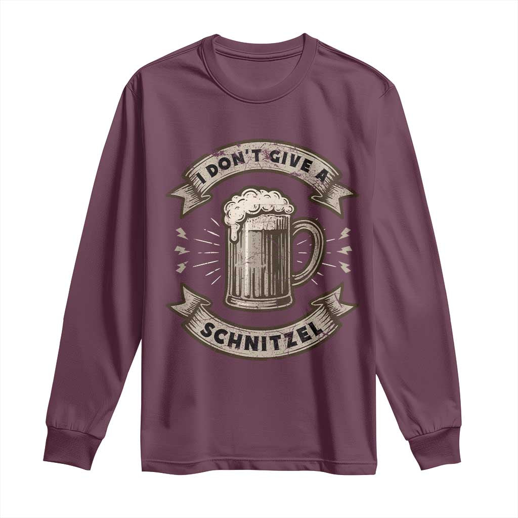 Funny Oktoberfest Long Sleeve Shirt I Dont Give A Schnitzel German Beer Wurst - Wonder Print Shop