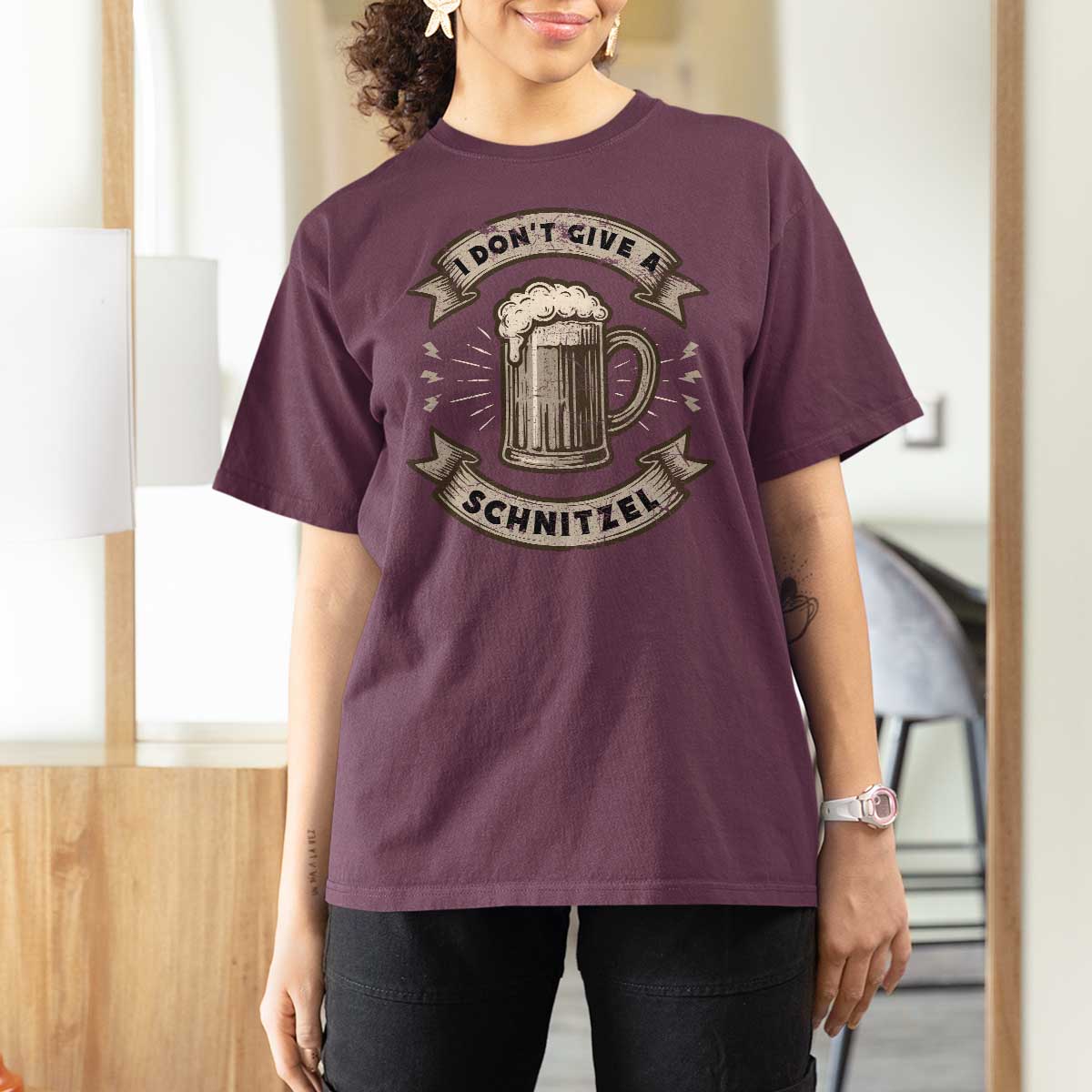 Funny Oktoberfest T Shirt For Women I Dont Give A Schnitzel German Beer Wurst - Wonder Print Shop