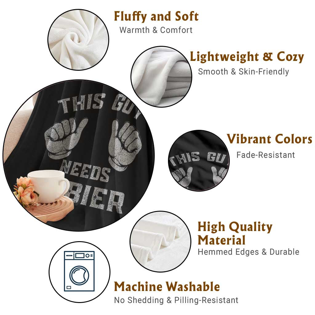 This Guy Needs A Bier Oktoberfest Throw Blanket Funny Mens Drinking Gift - Wonder Print Shop