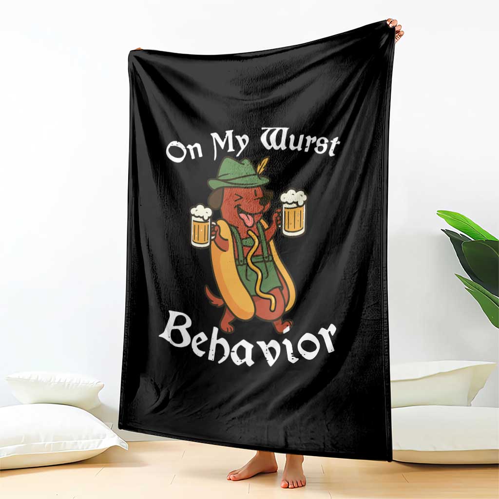 Oktoberfest On My Wurst Behavior Throw Blanket Funny German - Wonder Print Shop