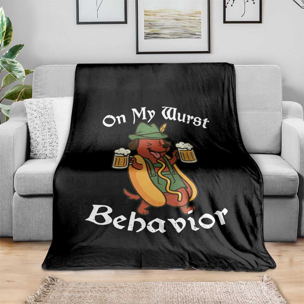 Oktoberfest On My Wurst Behavior Throw Blanket Funny German - Wonder Print Shop
