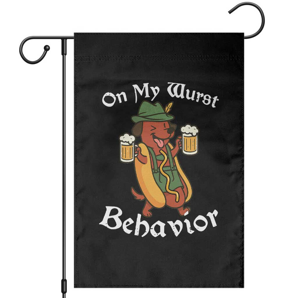Oktoberfest On My Wurst Behavior Garden Flag Funny German - Wonder Print Shop