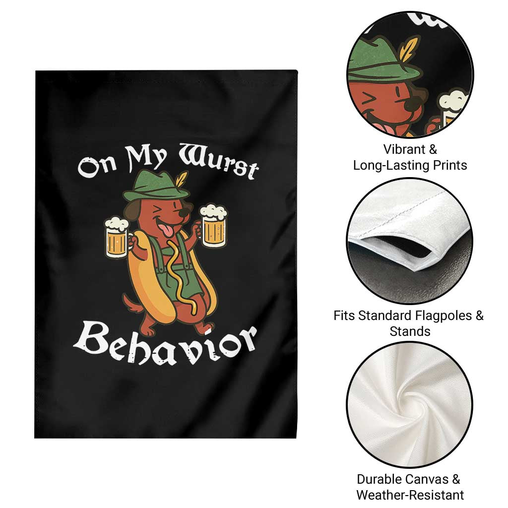 Oktoberfest On My Wurst Behavior Garden Flag Funny German - Wonder Print Shop