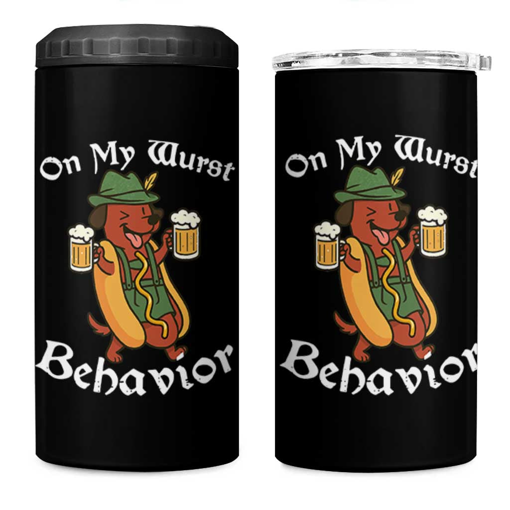 Oktoberfest On My Wurst Behavior 4 in 1 Can Cooler Tumbler Funny German - Wonder Print Shop