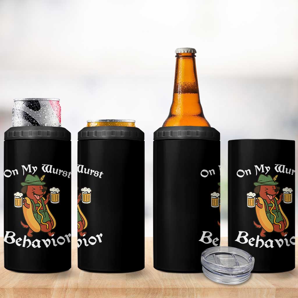 Oktoberfest On My Wurst Behavior 4 in 1 Can Cooler Tumbler Funny German - Wonder Print Shop