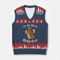 Oktoberfest On My Wurst Behavior V-Neck Knit Sweater Vest Funny German - Wonder Print Shop
