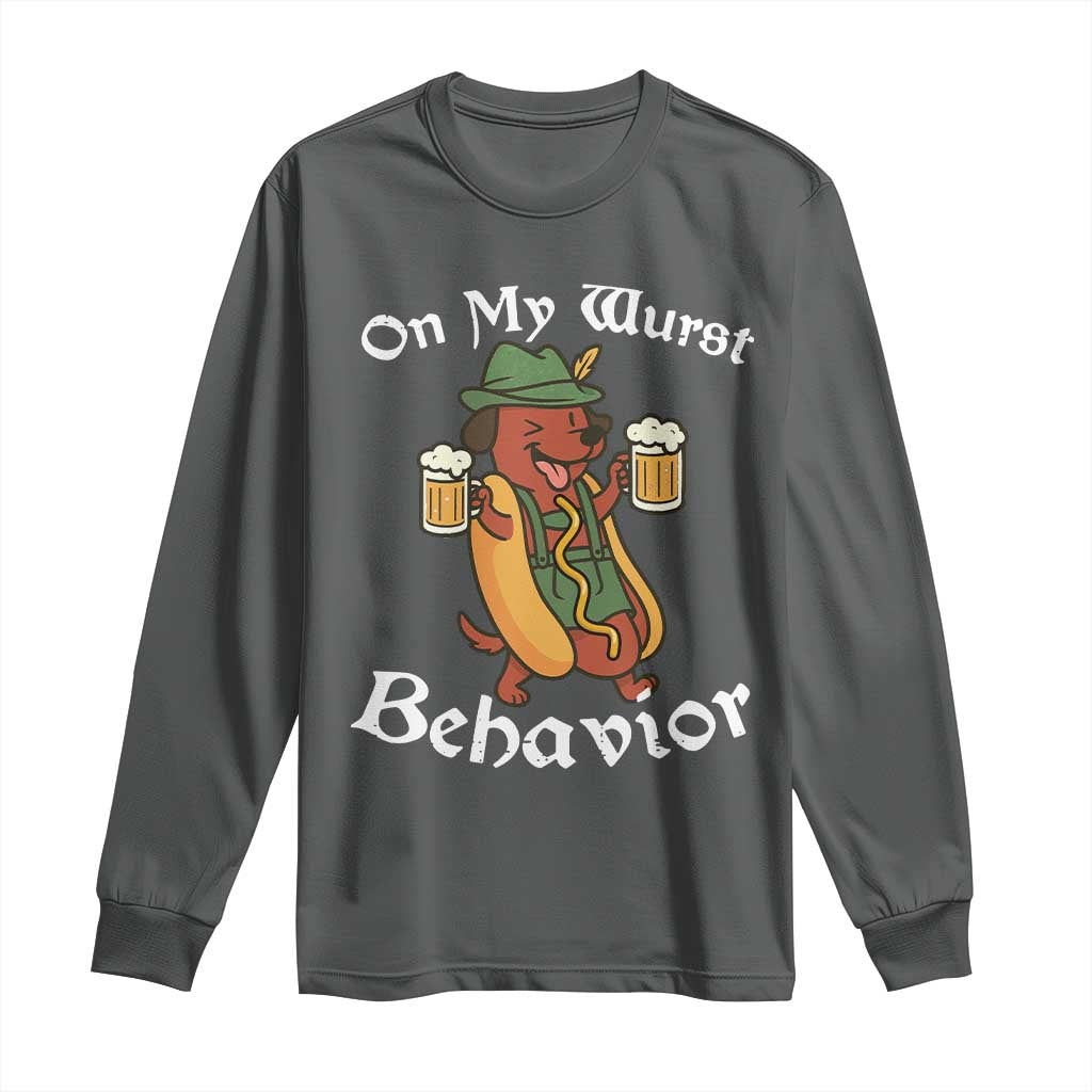 Oktoberfest On My Wurst Behavior Long Sleeve Shirt Funny German - Wonder Print Shop