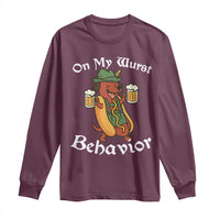 Oktoberfest On My Wurst Behavior Long Sleeve Shirt Funny German - Wonder Print Shop