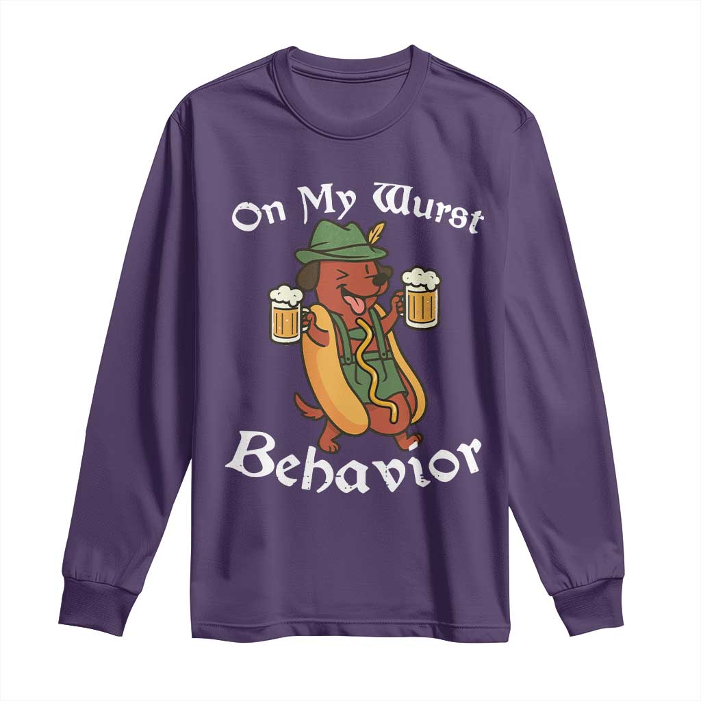 Oktoberfest On My Wurst Behavior Long Sleeve Shirt Funny German - Wonder Print Shop