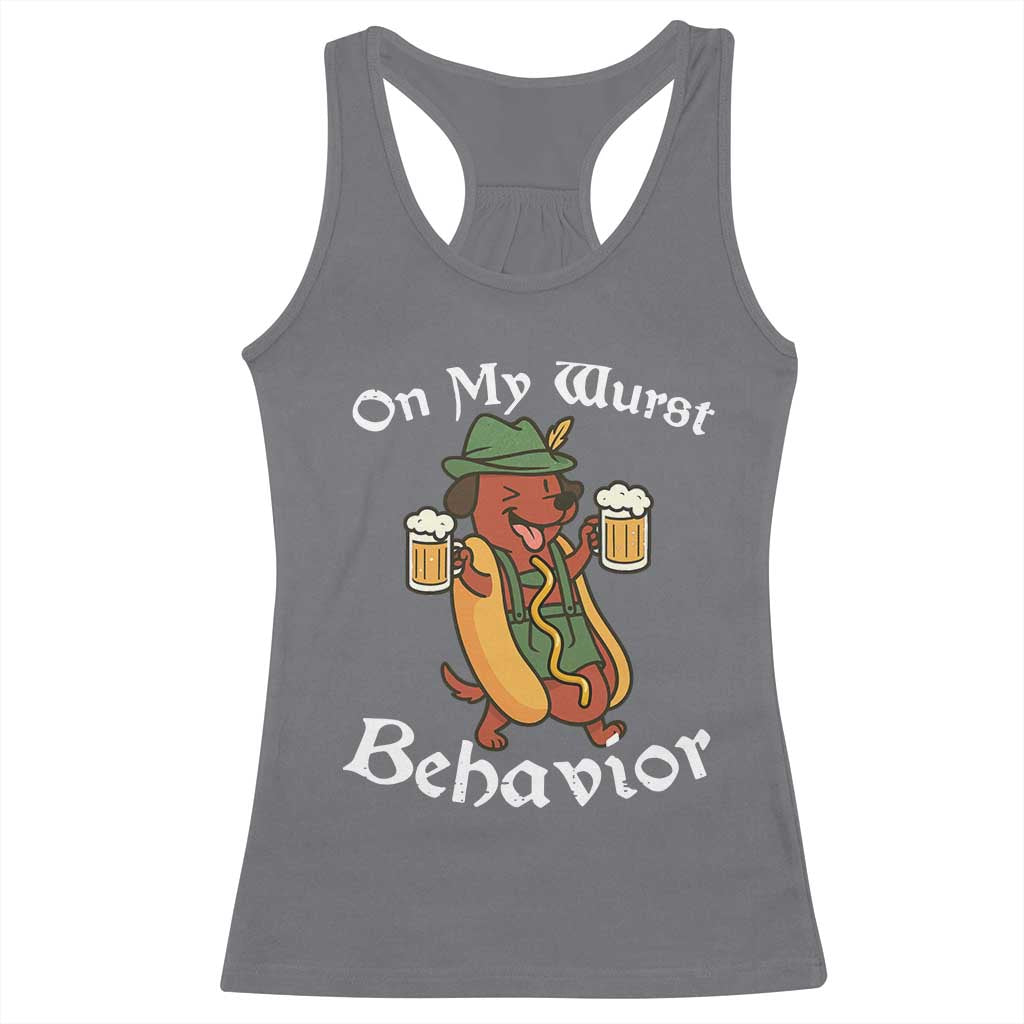 Oktoberfest On My Wurst Behavior Racerback Tank Top Funny German - Wonder Print Shop