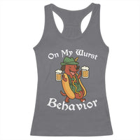 Oktoberfest On My Wurst Behavior Racerback Tank Top Funny German - Wonder Print Shop