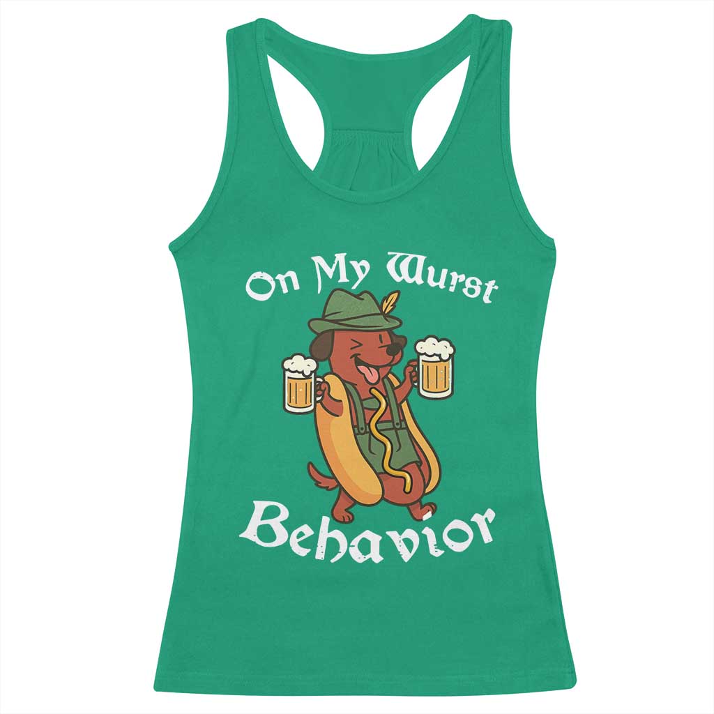 Oktoberfest On My Wurst Behavior Racerback Tank Top Funny German - Wonder Print Shop